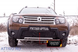 Защитная сетка и заглушка переднего бампера (без дхо и без обвеса) Renault Duster 2010-2014