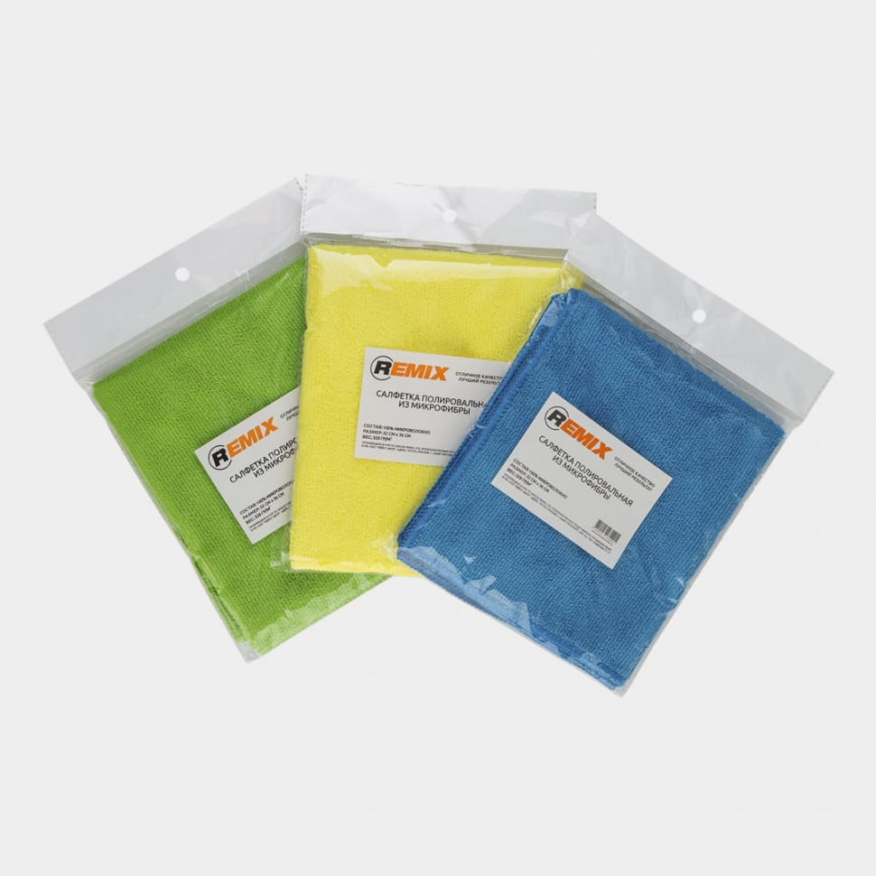Салфетка полировальная из микрофибры REMIX 32х36см (синяя)
